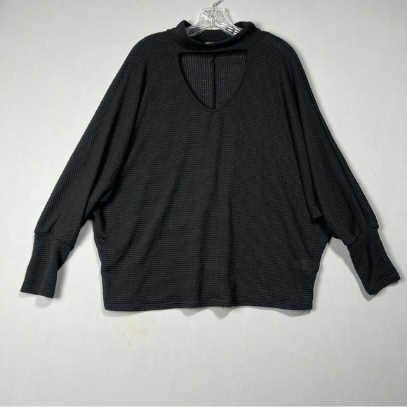 BiBi Tops - BIBI Black Waffle Knit Top Long Sleeve Women’s Size M
